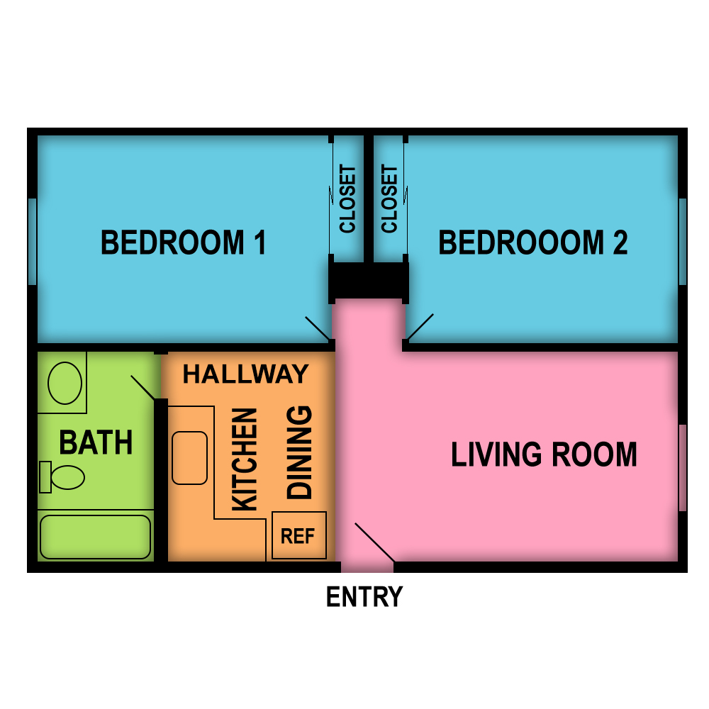 This image is the visual schematic floorplan representation of Plan A at Arbor Apartments.