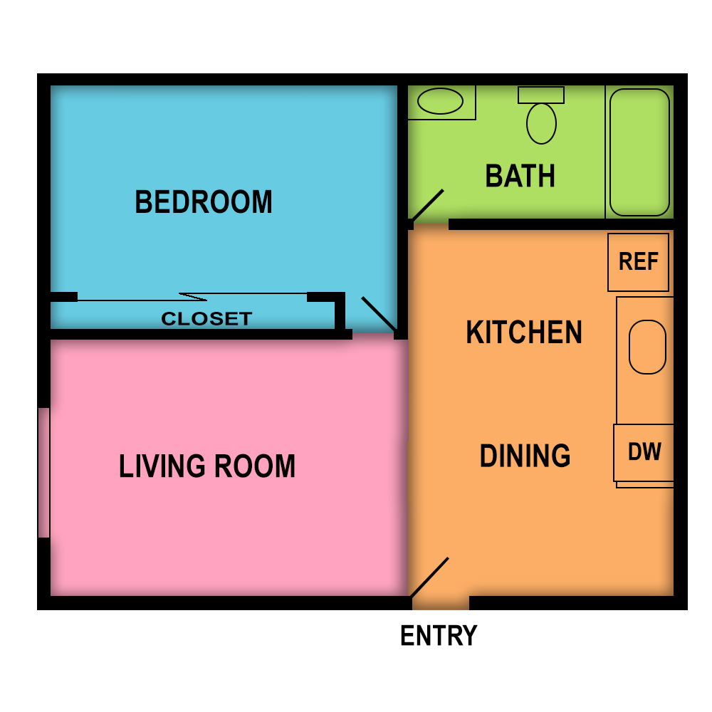 This image is the visual schematic floorplan representation of Plan B at Arbor Apartments.