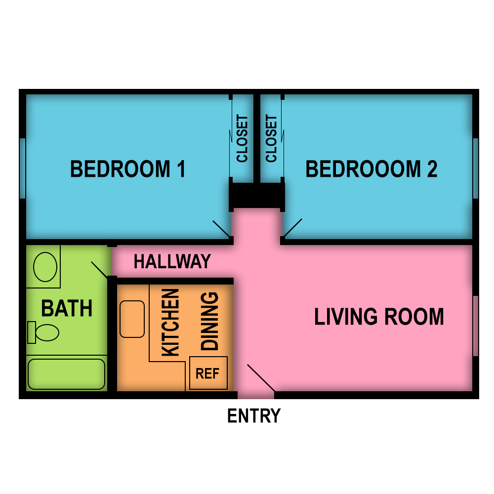 This image is the visual schematic floorplan representation of Plan C at Arbor Apartments.